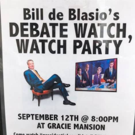 LIVE FROM NY! New Posters TRASH De Blasio’s Campaign, Invites Voters to Join His ‘Debate Watch Party’