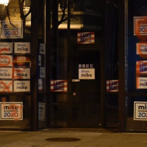 VANDALIZED! Bloomberg’s Chicago Offices Covered in Graffiti, Campaign Blames Bernie Supporters