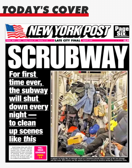 SUBWAY TAKES A SNOOZE: For First Time in History, NYC Subways Will Shut Each Night to Disinfect, Clean Trains