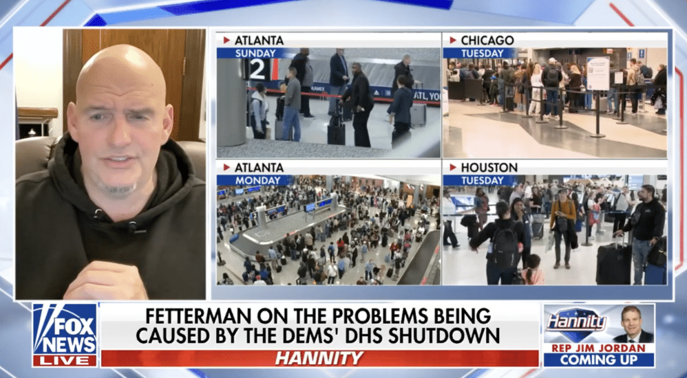 'DO THE RIGHT THING!': Fetterman Blasts Dems For Airport Chaos, 'It's Fundamentally Wrong &mdash; Reopen DHS!' [WATCH]