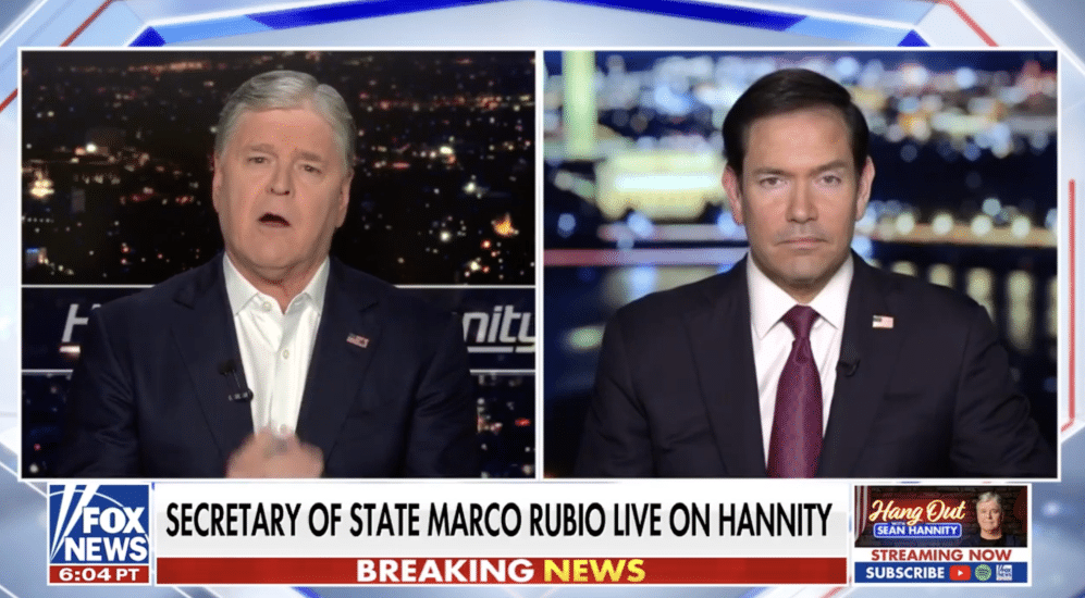 RUBIO ON HANNITY: U.S. is Close to the Finish Line With Iran [WATCH]